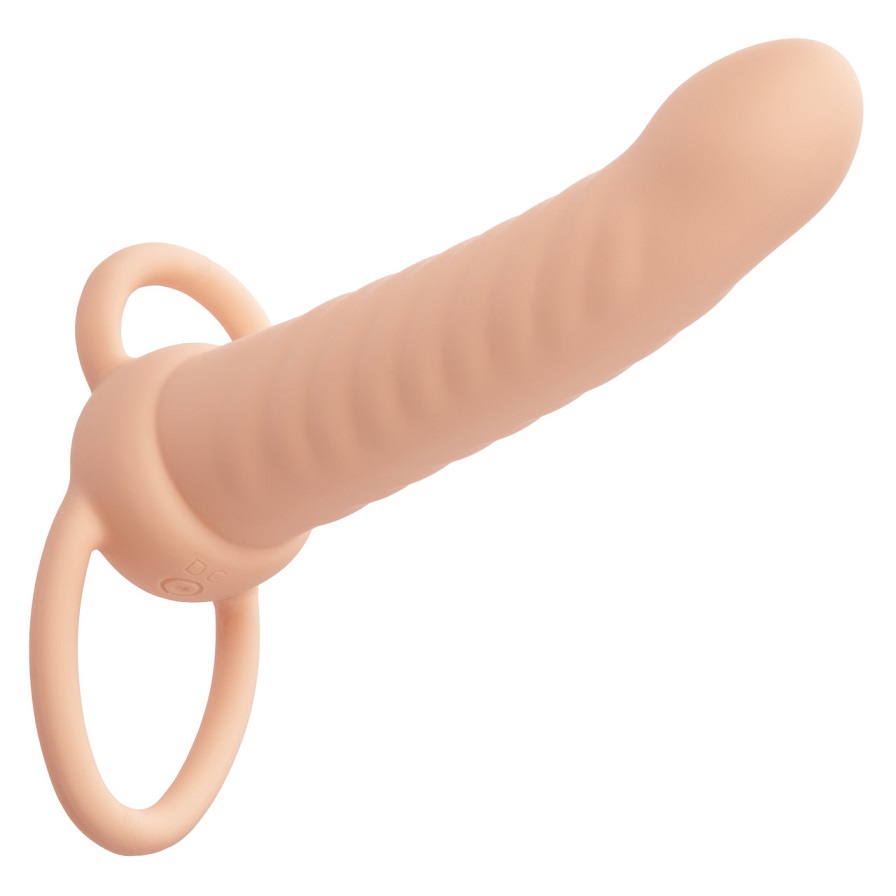 Introducing the Performance Maxx Rechargeable Ribbed Dual Pe... CEN - Maxx Ribbed Vibro Dual Penetrator - Flesh photo-4