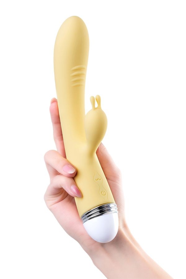 Aster vibrator with clitoral stimulator. A classic-shaped vi... Flovetta - Aster Rabbit Vibrator - Yellow photo-2