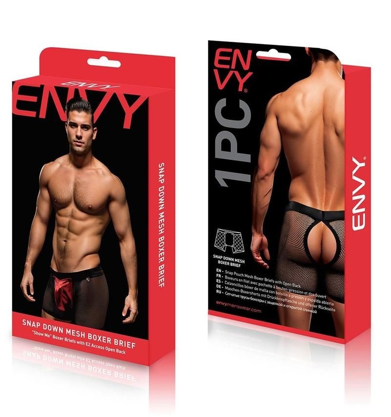 Envy - Snap Down Mesh Boxer Brief - Black/Red - M/L photo-3