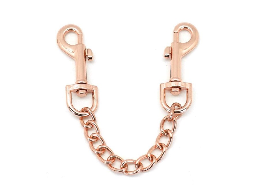 Luxurious Rose Gold Leather Restraints With Sturdy Black Cow... Liebe Seele - Rose Gold Ankle Cuffs photo-5