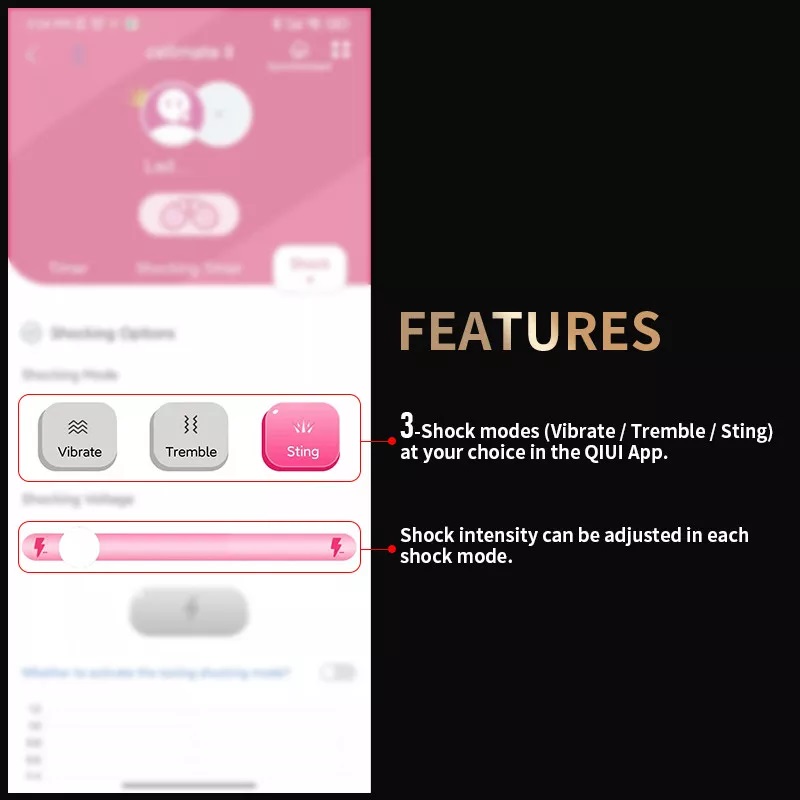 3-Shock modes (Vibrate / Tremble / Sting) at your ch... QIUI - APP Controlled Chastity Device L - Black photo-11
