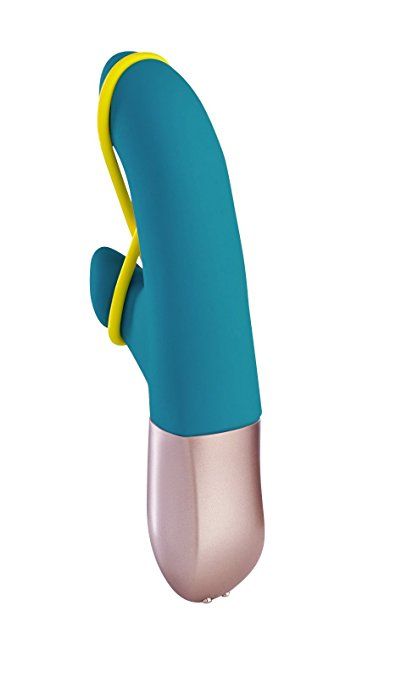 The neon yellow band on this rechargeable MiniVIBRATOR exude... Fun Factory - Vibe Amorino USB - Petrol photo-4