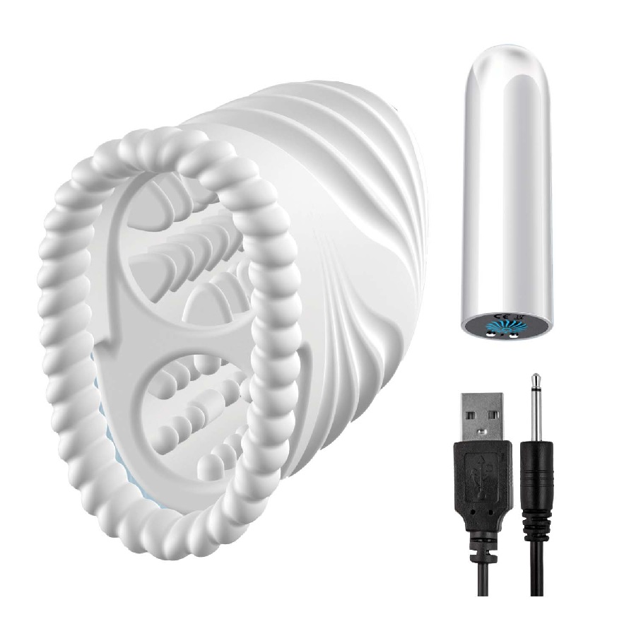 The Masturbating Stroker features an extra velvety, soft plu... Nasstoys - Vibro Masturbator - White photo-2