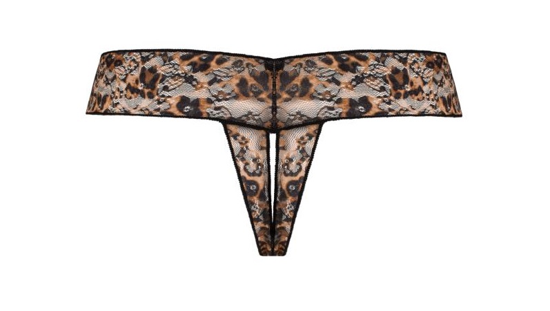 This sexy lace thong has a nice fit and an open crotch. The ... Underneath - Gigi Crotchless Thong - Leo - S/M photo-2