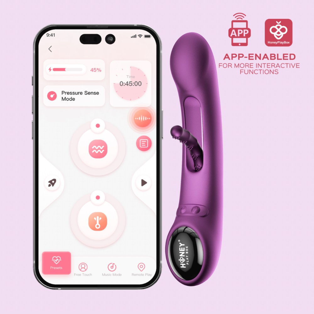 With its smooth design, TEMPO is eye-catching and pleasure-p... Honey Play Box - Tempo Sensing G-Spot App Vibrator - Purple photo-2