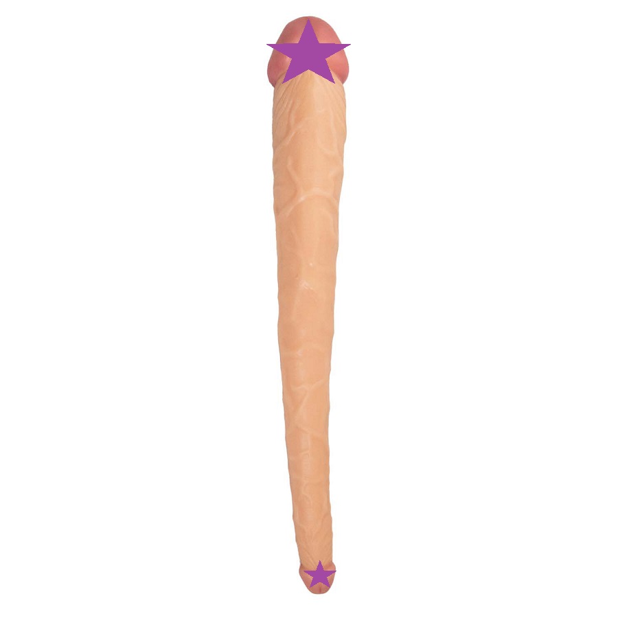 The Hero 14″ Double Dong features two phallic shaped ends, g... Nasstoys - Hero 14" Double Dildo - Flesh photo-2