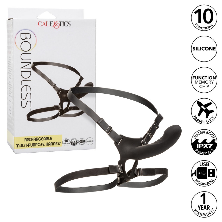 Experience powerful penetration with the Boundless Rechargea... CEN - Boundless Multi-Purpose Vibro Strap-On - Black photo-10