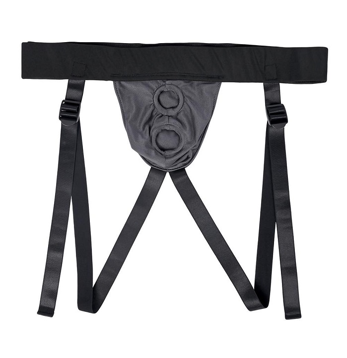 This comfy harness offers two secure spaces for toys to doub... Gender X - Double Rider Strap-On Harness - Black photo-7