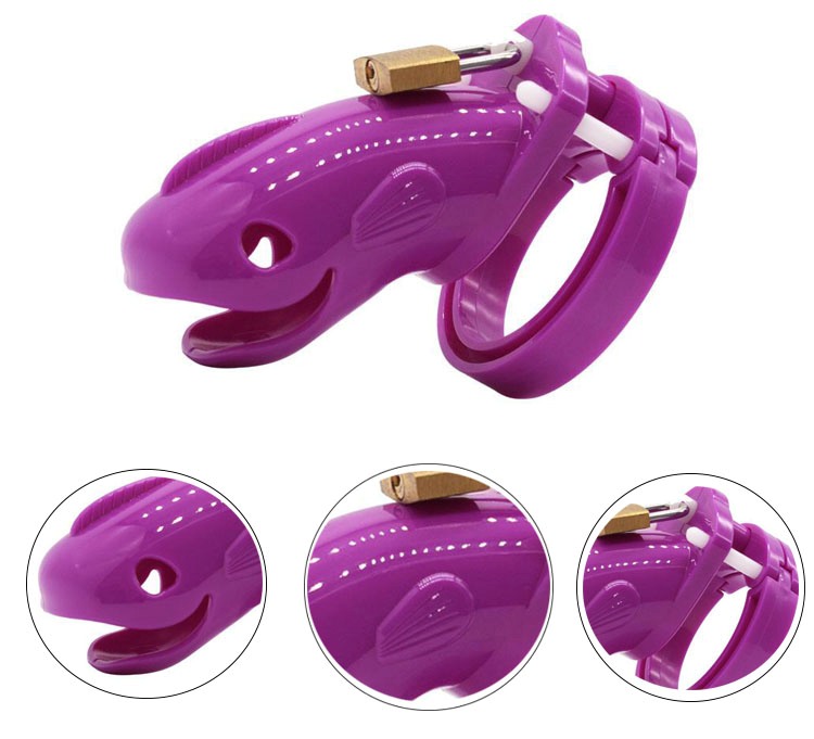 Short Whale head chastity cage
Total high: 110mm
Cage high:... FAAK - Short Whale Chastity Cage - Purple photo-5