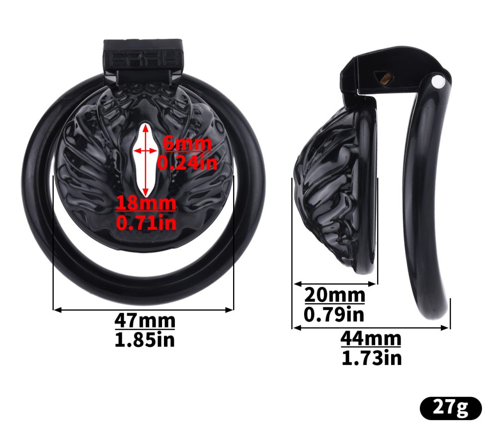 Material: Resin
Cage high: 21mm  ... FAAK - Resin Pussy Chastity Cage - Black photo-9