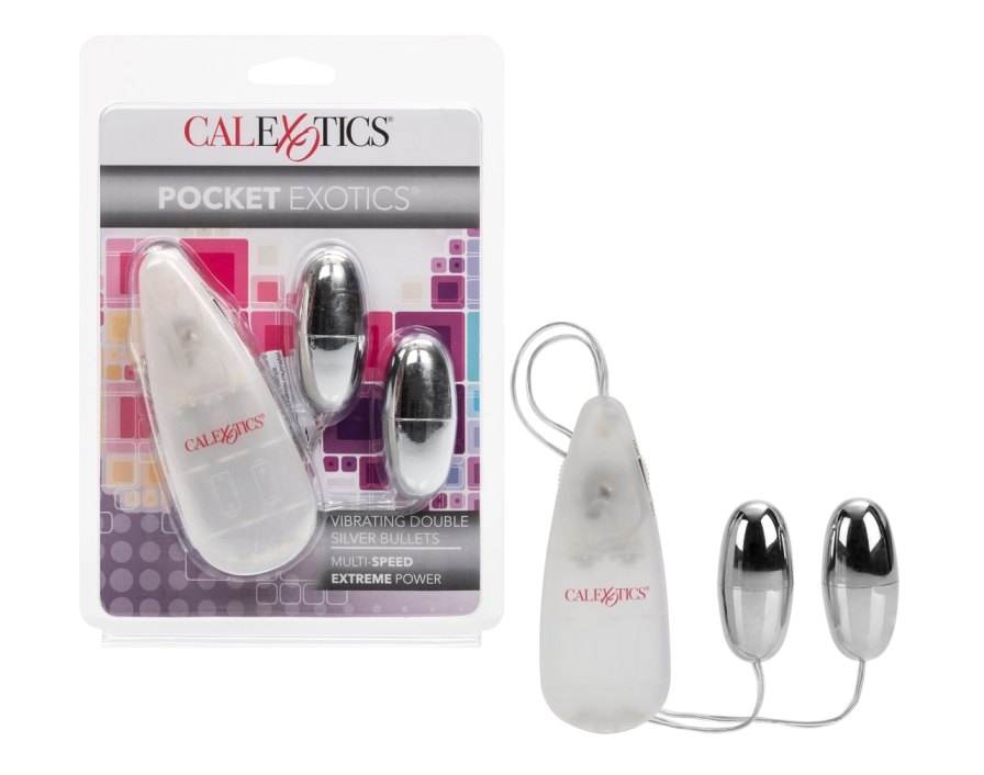 You’ll find a silver shine of pleasure glowing when you enjo... CEN - Pocket Exotics Vibro Double Bullets - Silver photo-3