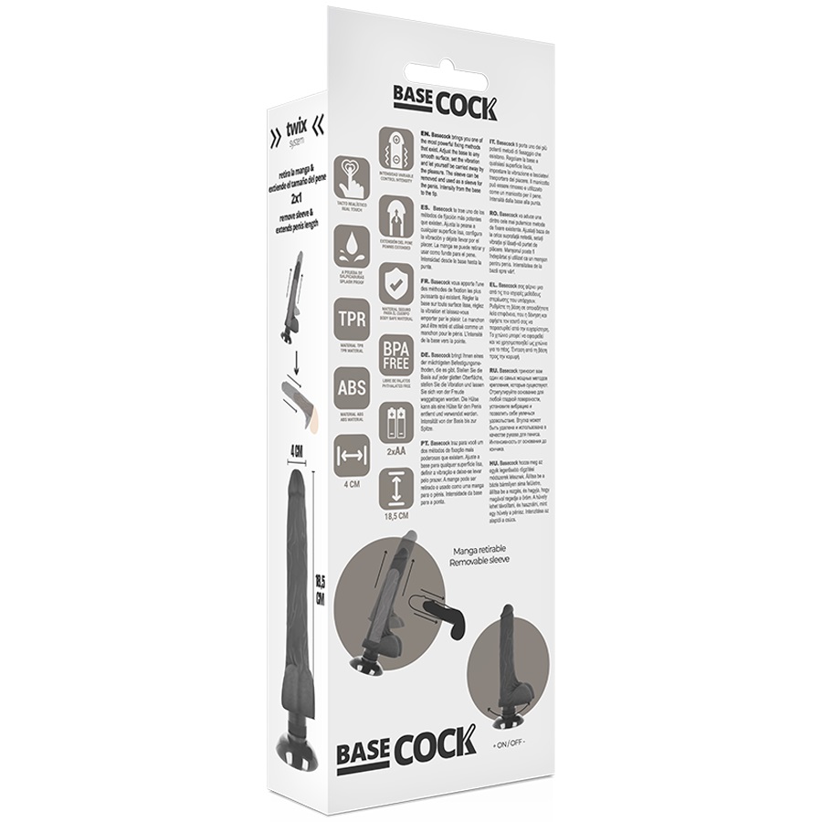 The new BASECOCK vibrating dildos are the most realistic Ame... Basecock - 2in1 Vibro Dildo w Balls 18.5cm - Black photo-7