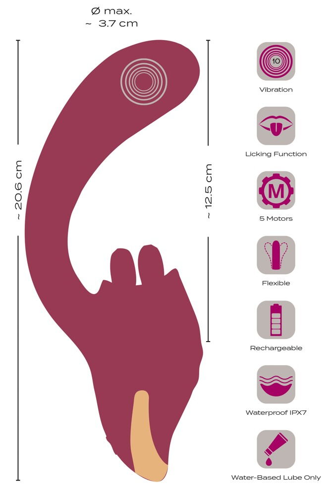 Dual stimulation with innovative licking function!
The sophi... Javida - Licking 2 Function Vibrator - Purple photo-11