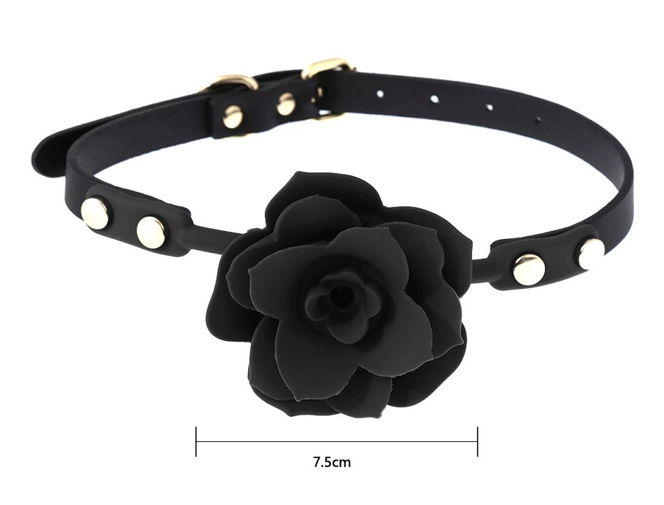 This flexible silicone Rose mouth gag made of high-quality s... Kiotos - Silicone Rose Gag - Black photo-6