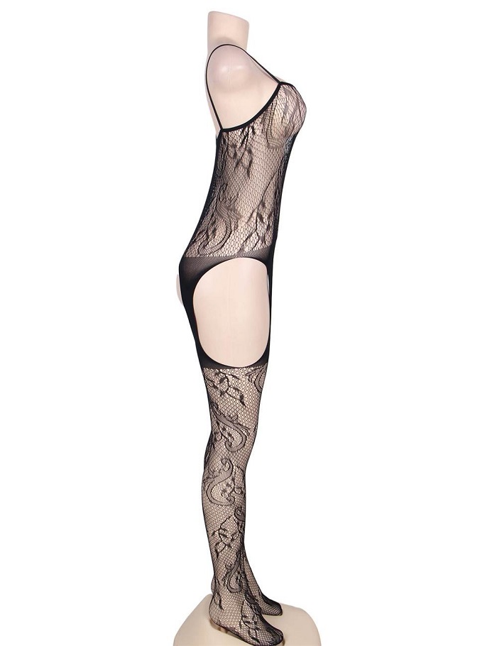 The floral pattern on the Bodystocking is both trendy and cl... Ohyeah - Crotchless Bodystocking - Black - M photo-5