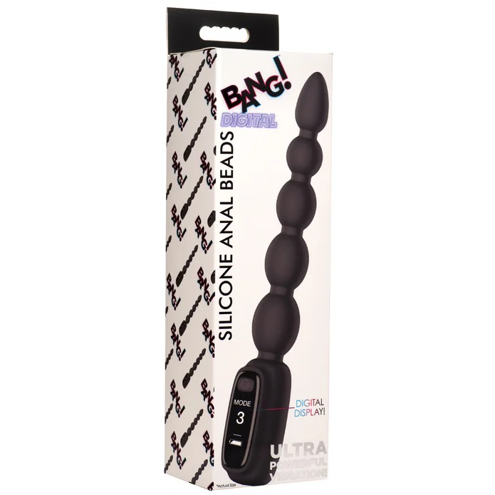 Buzz your bum with these graduated, silicone anal beads! Sta... Bang! - Digital Vibro Beads - Black photo-9
