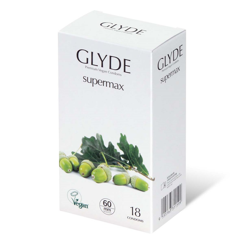 Truly vegan condoms certified by the Vegan Society
Free from... Glyde Vegan - Supermax Condoms 60mm 18's Pack photo-3