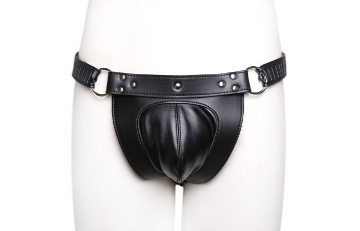 This leather Chastity Pants comes with 3 padlocks, you can e... Kiotos - Chastity Pants w Padlock photo-4