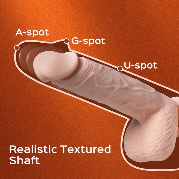 The app-controlled rechargeable dildo is ergonomically desig... Honey Play Box - Paxton 8.5" Thrusting App Dildo - Flesh photo-4
