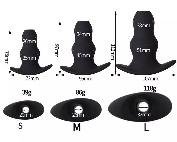 Silicone anal plug hollow
L: 97mm Max Φ: 45mm N.W.: 86g MT - Hollow Anal Plug M - Black photo-9