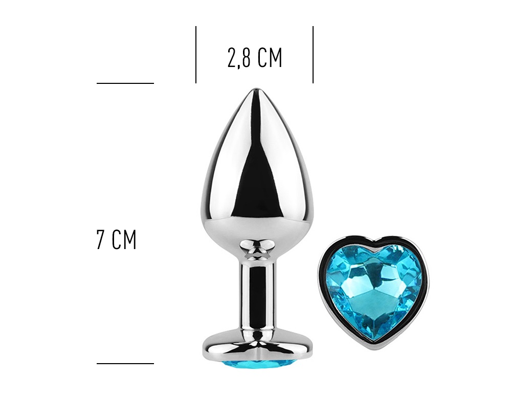 This Jewelled metal beginner's butt plug is perfect for ... Secret Play - Heart Anal Plug S - Blue photo-3
