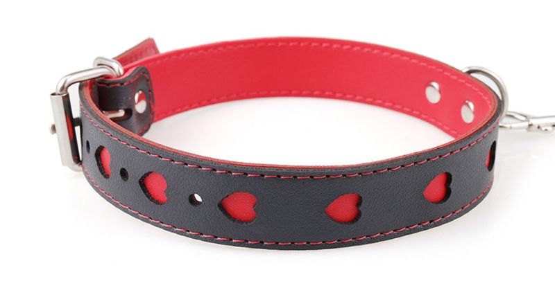 Collar with Leash and heart-shaped red decoration
Material ... MT - Heart Collar w Leash - Black/Red photo-6