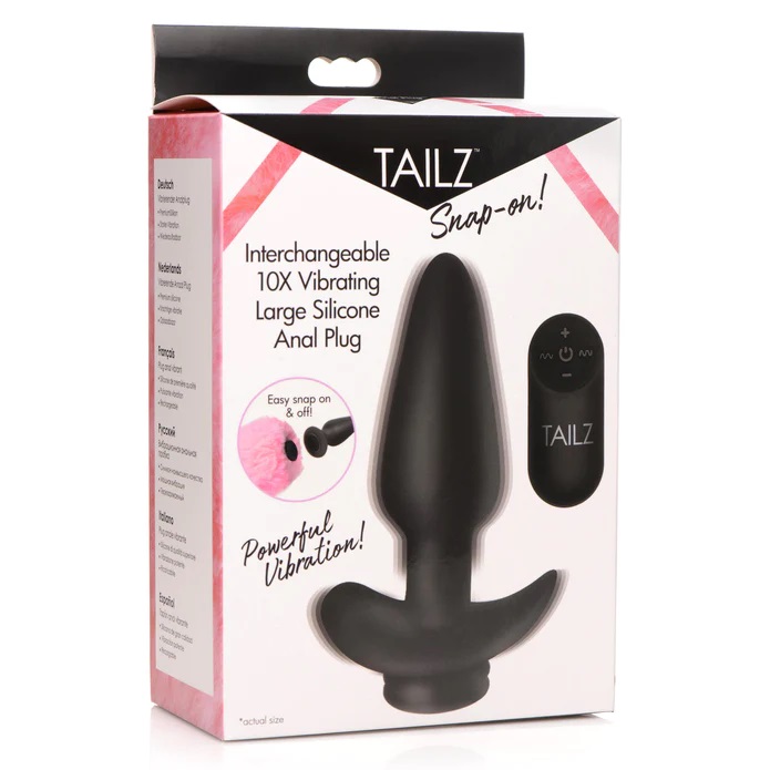 Add vibration to your tail! These interchangeable plugs are ... Tailz - Snap-On Vibro Anal Plug L - Black photo-7