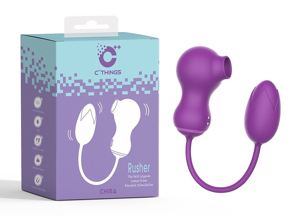 7 Suction Patterns, 7 Vibration Patterns, IPX6, Magnetic US... Chisa - Rusher Clitoral Vibrator - Purple photo-6