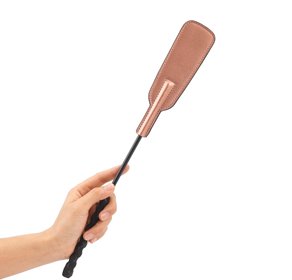 Exquisite Rose Gold Cow Leather Tip, Double Layers, Edge Per... Liebe Seele - Rose Gold Riding Crop photo-2