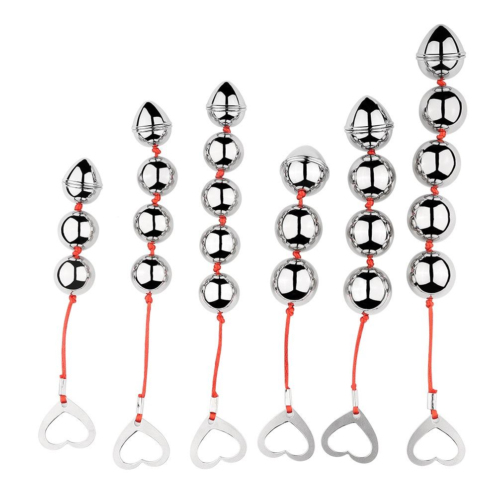 Stainless steel + aluminum alloy + nylon velvet anal... MT - Metal Anal Beads - Silver photo-7