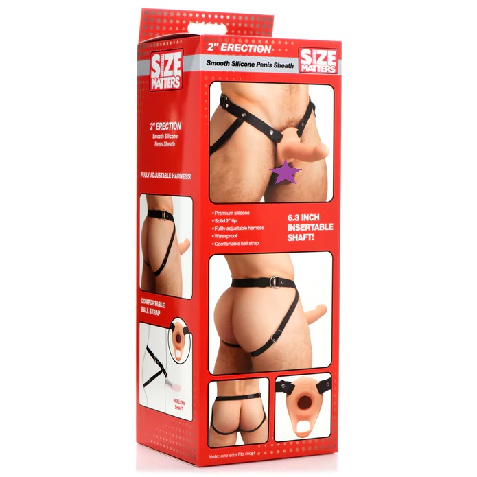 Make your partner's fantasies come true and add length a... Size Matters - 2" Erection Smooth Harness Sheath - Light photo-6