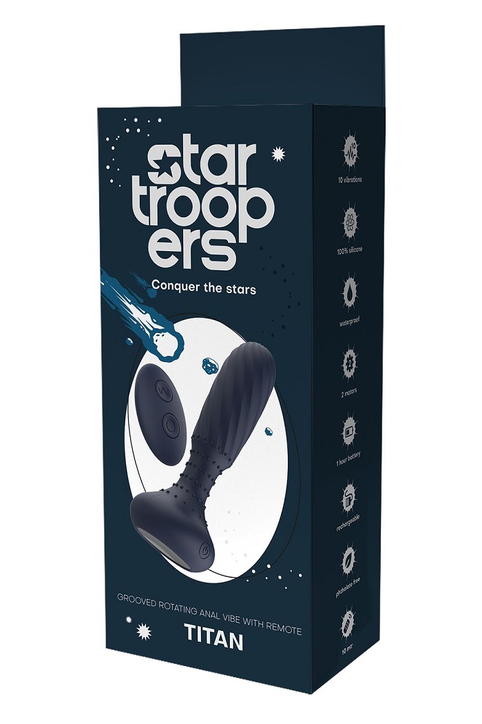 Embark on an odyssey to the stars with the Startroopers Tita... Dreamtoys - Titan Vibro Plug w Remote - Blue photo-10