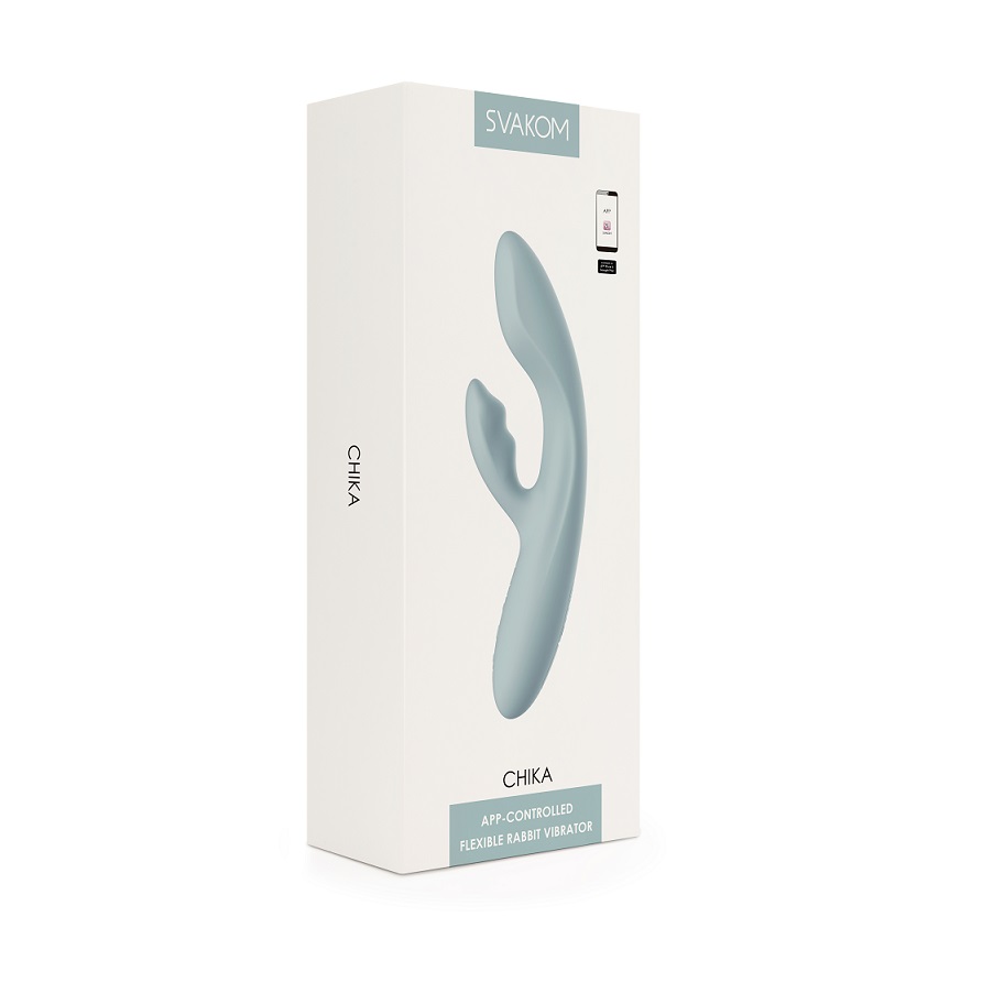 Chika features a cushioned head shaped to press against your... SVAKOM - Chika APP Rabbit Vibrator - Turquoise Grey photo-15