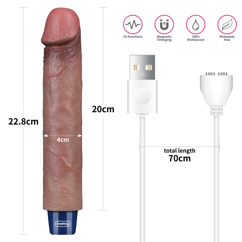 Boasting a lifelike realistic design, Lovetoy Real softer pl... Lovetoy - 9" Real Softee Vibro Dildo - Brown photo-13