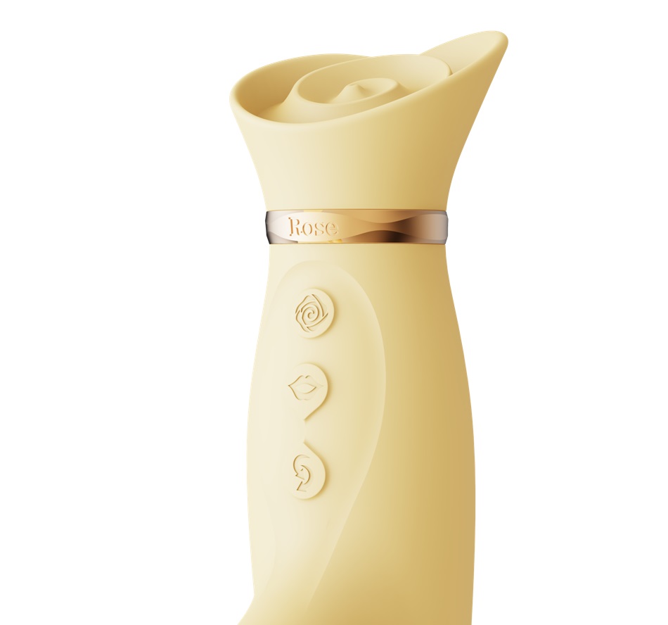 Enjoy dual stimulation with powerful suction that surrounds ... Zalo - Rose Thruster Rabbit Vibrator - Lemon Yellow photo-3