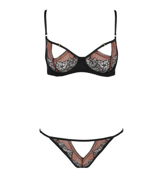 This set is composed by unique pieces made by women and for ... Casmir - Mirella Set w Open Bra - Black - S/M photo-5