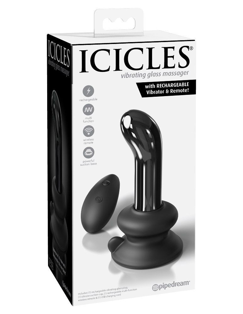 Icicle No. 84 is designed to create the ultimate experience ... Icicles - Vibro Glass P-Spot Plug No 84 - Black photo-8