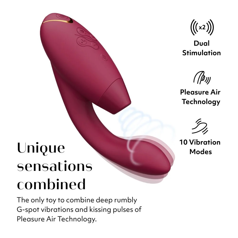 簡介
Womanizer DUO 2 是一款高端雙重刺激按摩器,將創新的 Pleasure Air 陰蒂吸啜技... Womanizer - DUO 2 陰蒂吸啜及G點按摩器 - 酒紅色 照片-3