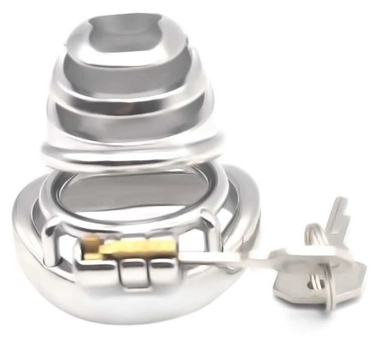 Total high: 57mm &n... FAAK - Chastity Cage 13 w Curved Ring 45mm - Silver photo-6