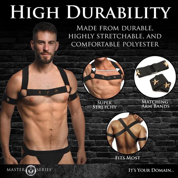 Add some flair to your wardrobe with this comfortable, stret... Master Series - Star Boy Male Harness - Black - S/M photo-2