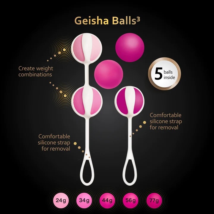 Geisha Balls 3 are made of body-safe soft velvety silicone b... Gvibe - Geisha Balls 3 - Sugar Pink photo-7
