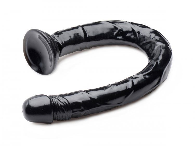 Rippling with bold veins that will massage your inner walls,... Hosed - 19" Realistic Anal Dildo - Black photo-3