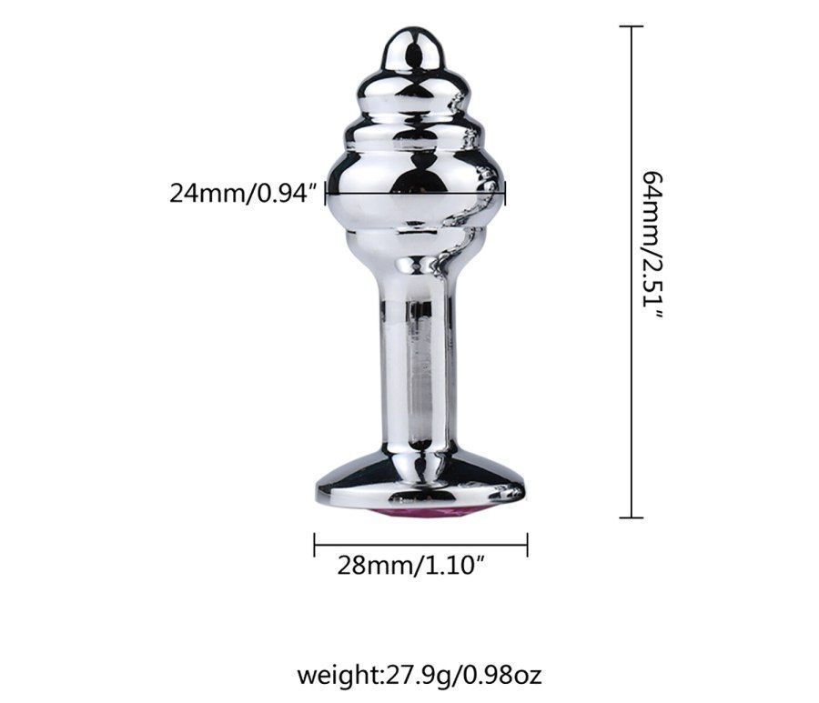 Small size screw thread metal anal plug MT - Mini Ribbed Anal Plug - Blue photo-5