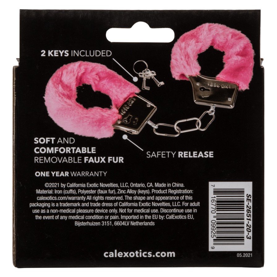Let your lover take the lead and indulge in sensationally en... CEN - Playful Furry Cuffs - Pink photo-9