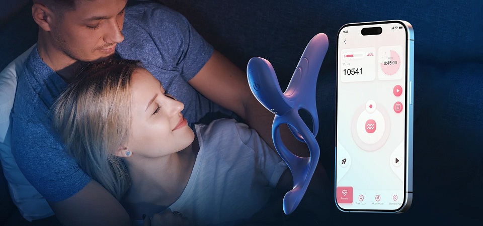 Experience unforgettable moments with the Pleasure Pivot. Th... Honey Play Box - Pleasure Pivot App Couples Vibrator - Black photo-4