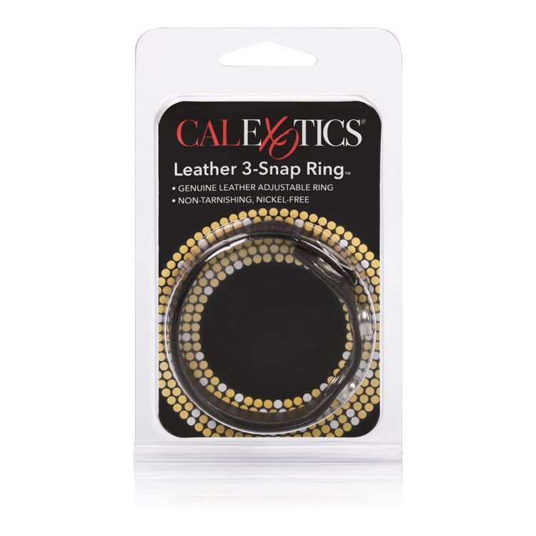 Extend your personal pleasure and stamina with the easy to u... CEN - Leather 3-Snap Ring - Black photo-6