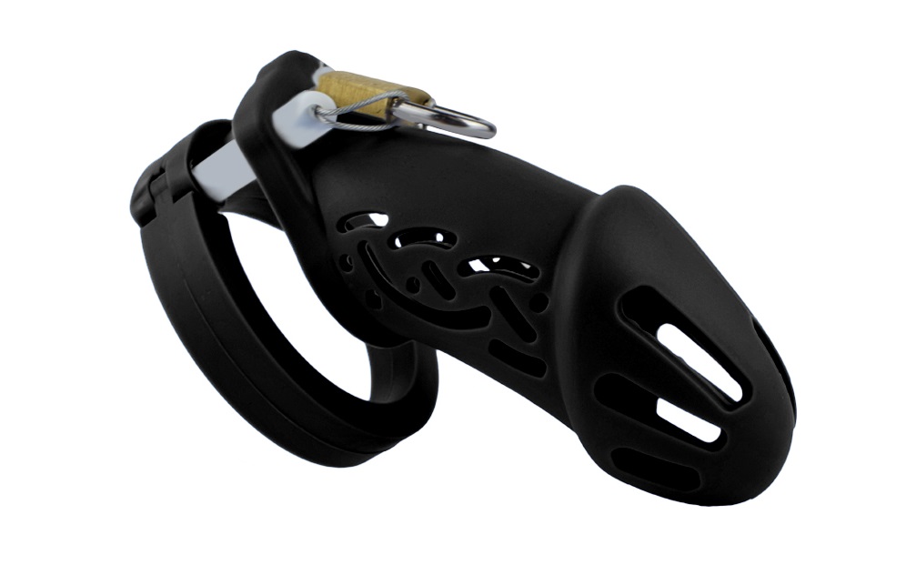 Cage high: 70mm &nb... FAAK - Silicone Chastity Cage 113 - Black photo-3