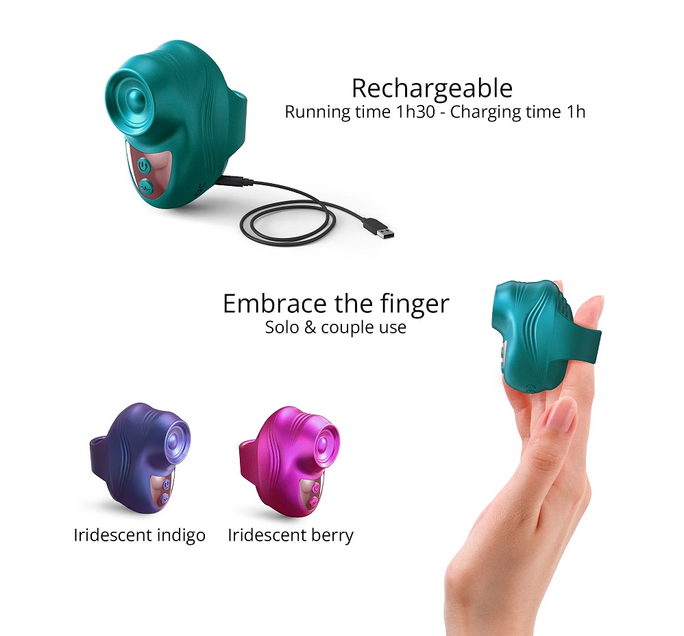 The cutest of them all! Just slip Kisscool onto your index f... Love to Love - Kisscool Tapping Vibrator - Indigo photo-5
