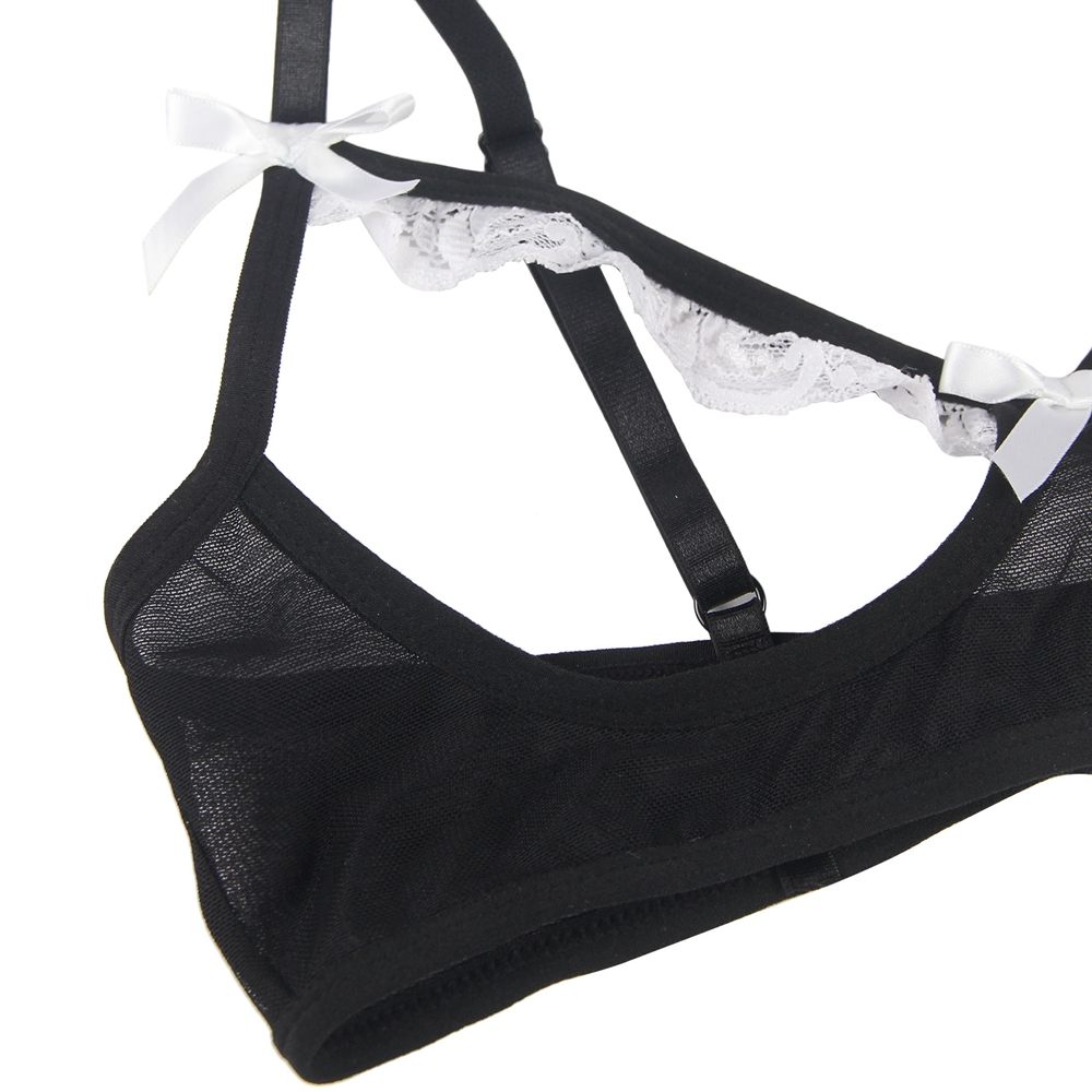Sexy uniform high-quality maid style cosplay suit
Material&... Ohyeah - Maid Open Bra Set - Black - XL photo-9