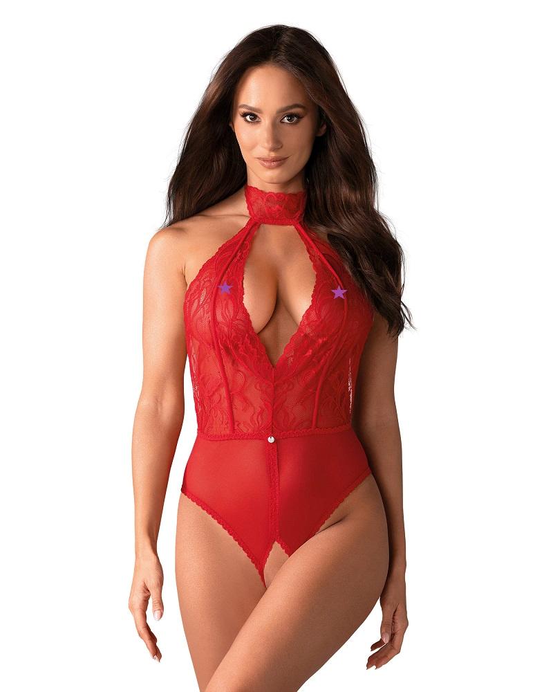 It tempts with a sexy cut and delights with the elegance of ... Obsessive - Dagmarie Teddy - Red - XS/S photo-3